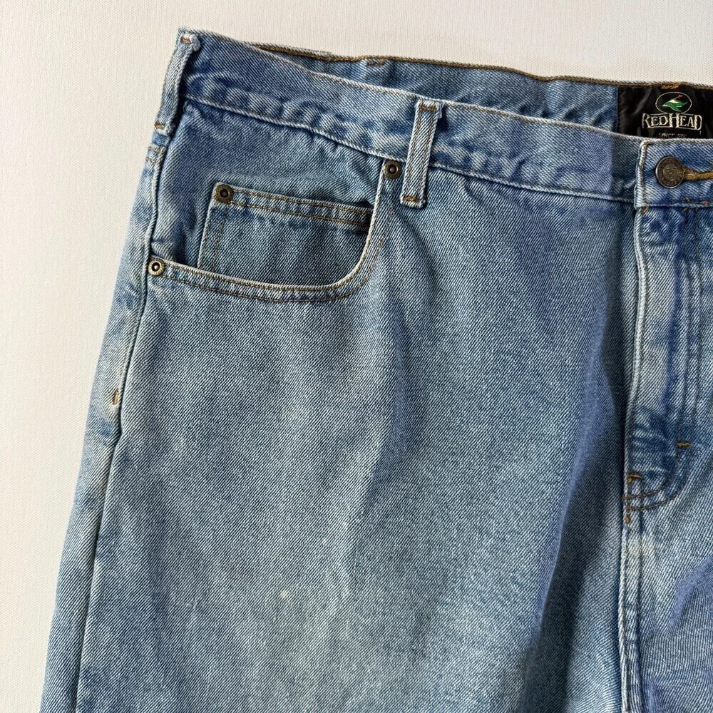 RedHead Fleece Lined Insulated Work Jeans Men's 42x30 Lightwash, Elastic Ankles